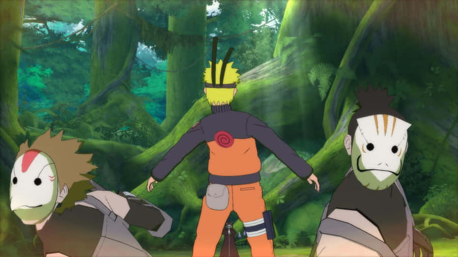 Members Of The Anbu Black Ops In An Intense Battle Scene Wallpaper