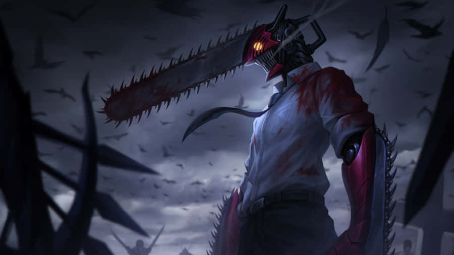 Menacing Chainsaw Wielding Character Wallpaper