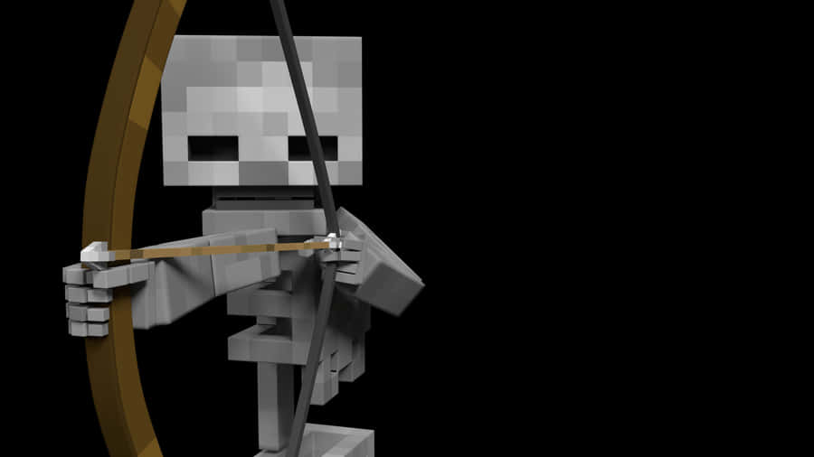 Menacing Minecraft Skeleton In Action Wallpaper