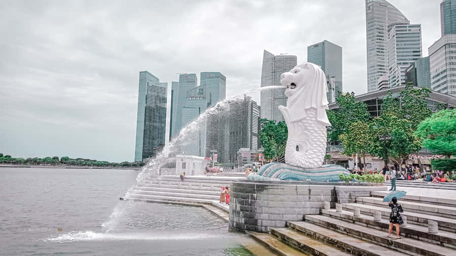 Merlion Park Singapore Waterfront Wallpaper
