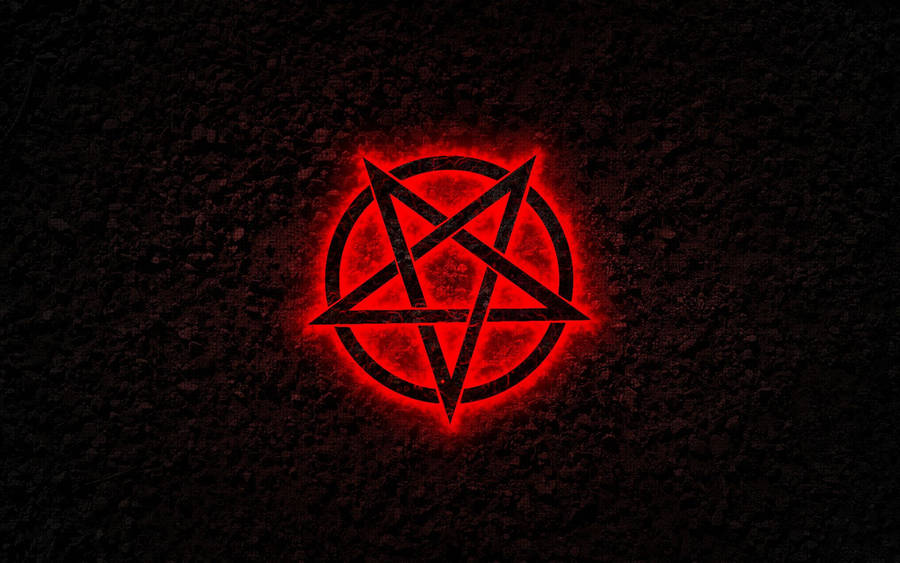 Mesmerising Satanic Pentagram Art In Striking Red Wallpaper