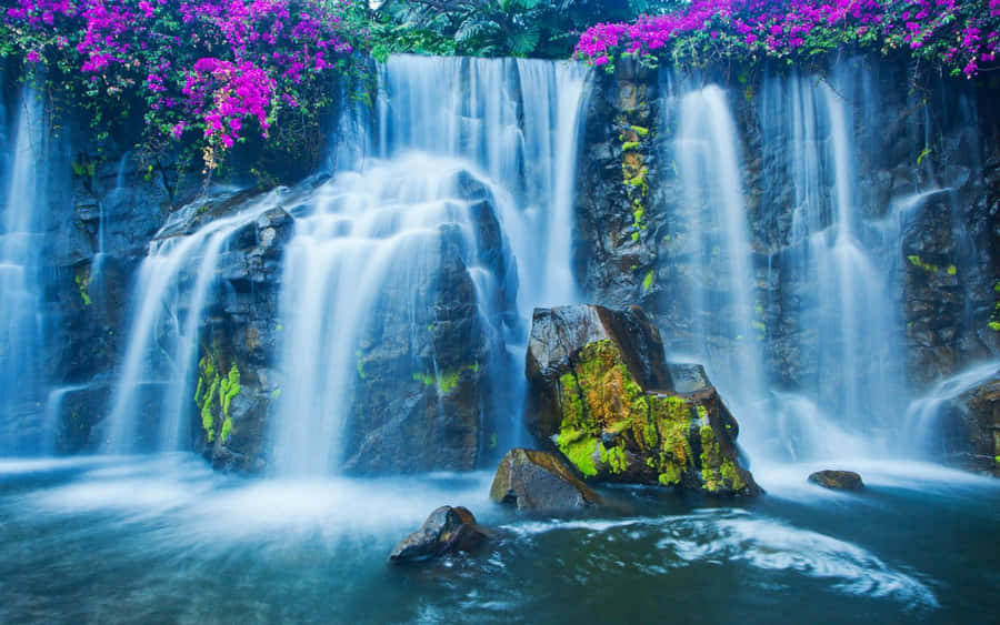 Mesmerizing 3d Waterfall Scene Wallpaper