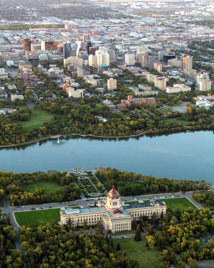 Mesmerizing Sunset Over Wascana Lake, Regina, Canada Wallpaper