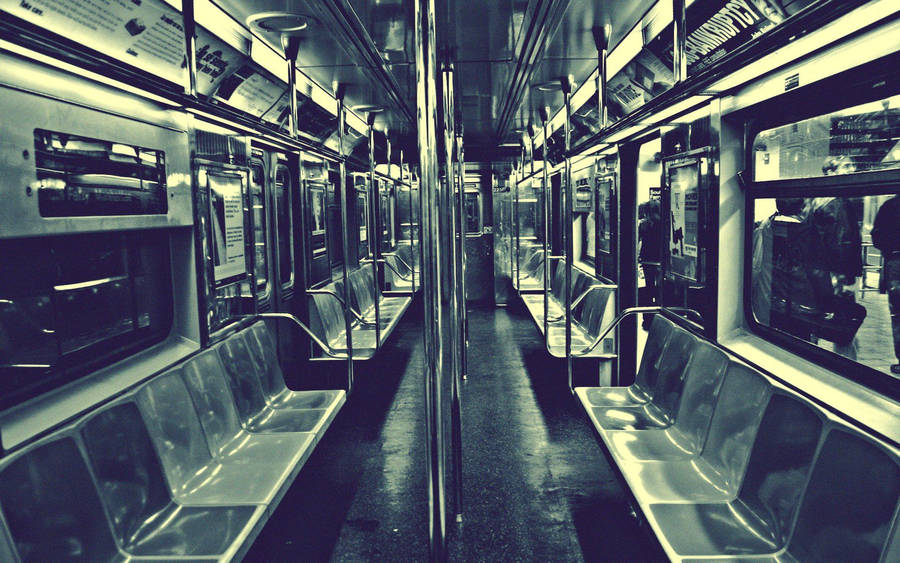 Metal Subway Train Interior Wallpaper