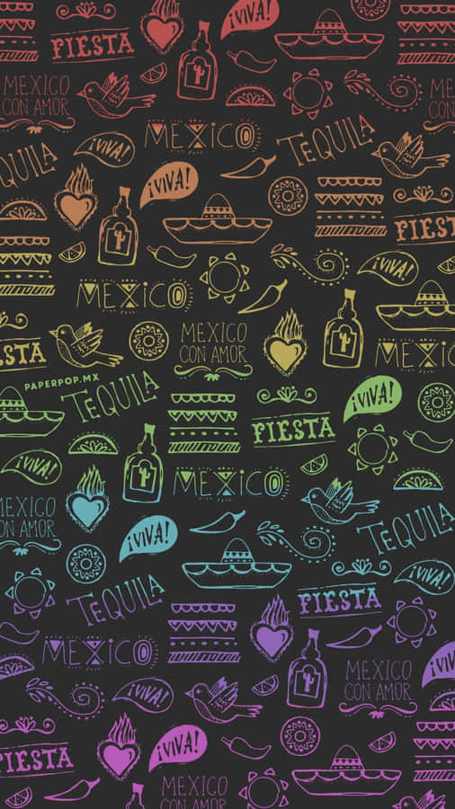 Mexican Culture Pattern Black Background Wallpaper