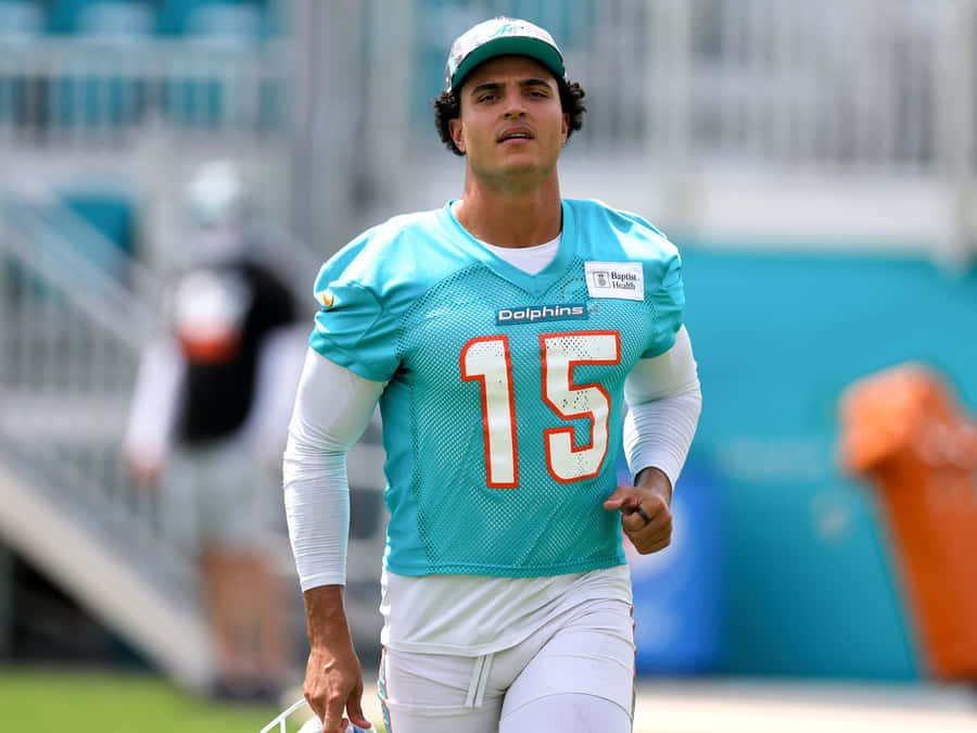Miami Dolphins Player Number15 Warmup Wallpaper