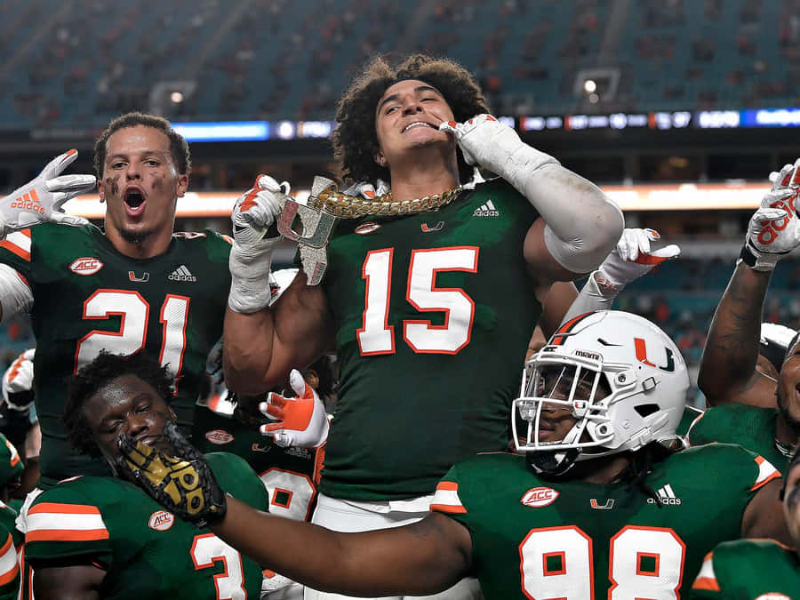 Miami Hurricanes Football Team Celebration Wallpaper