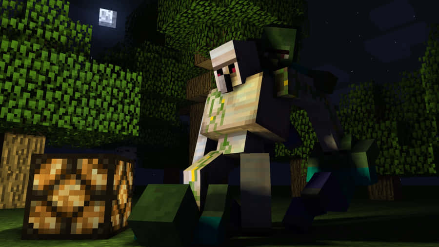 Mighty Minecraft Iron Golem Standing Guard Wallpaper