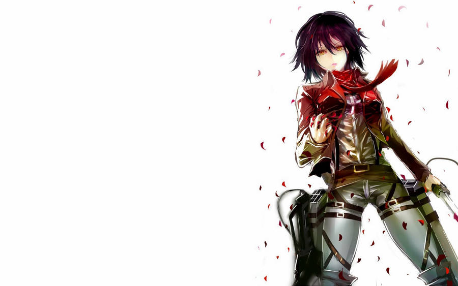 Mikasa Ackerman White Background Wallpaper