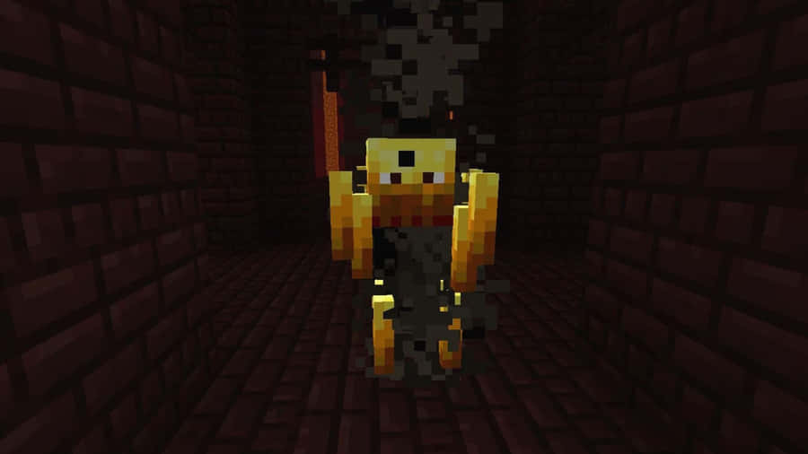 Minecraft Blaze In Action At The Nether Fortress Wallpaper