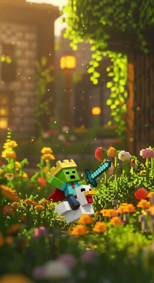 Minecraft Chicken Jockey Adventure Wallpaper