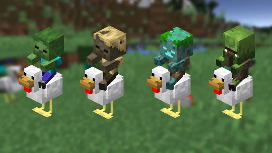 Minecraft Chicken Jockey Variants Wallpaper