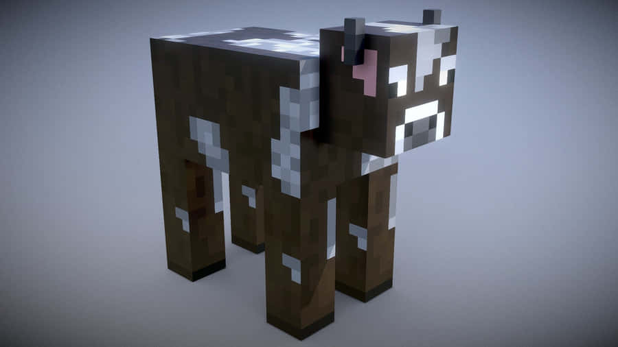 Minecraft Cow Standing Near A Chest Wallpaper