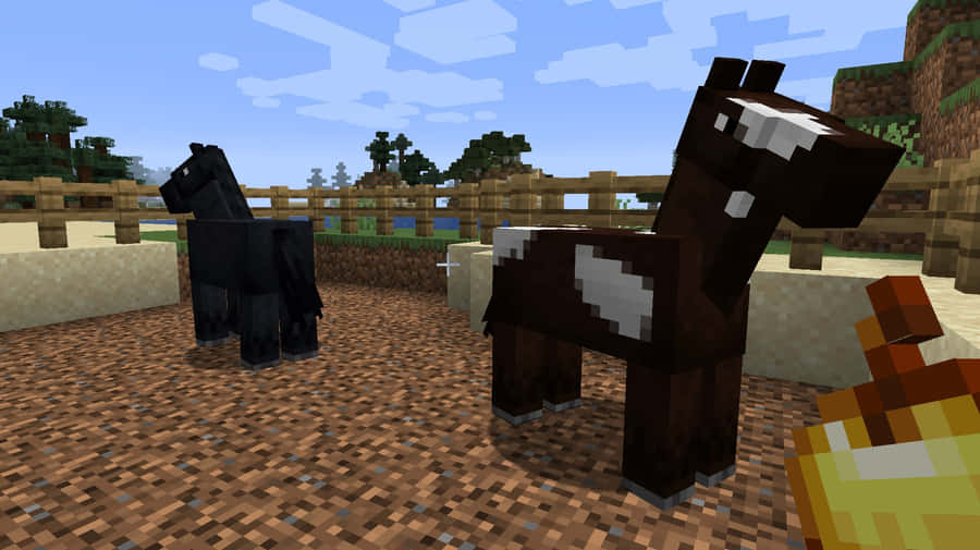 Minecraft Horses Galloping In The Wild Wallpaper