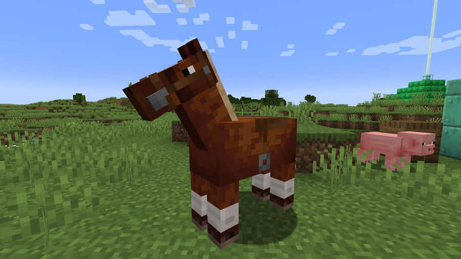 Minecraft Horses In A Majestic Landscape Wallpaper