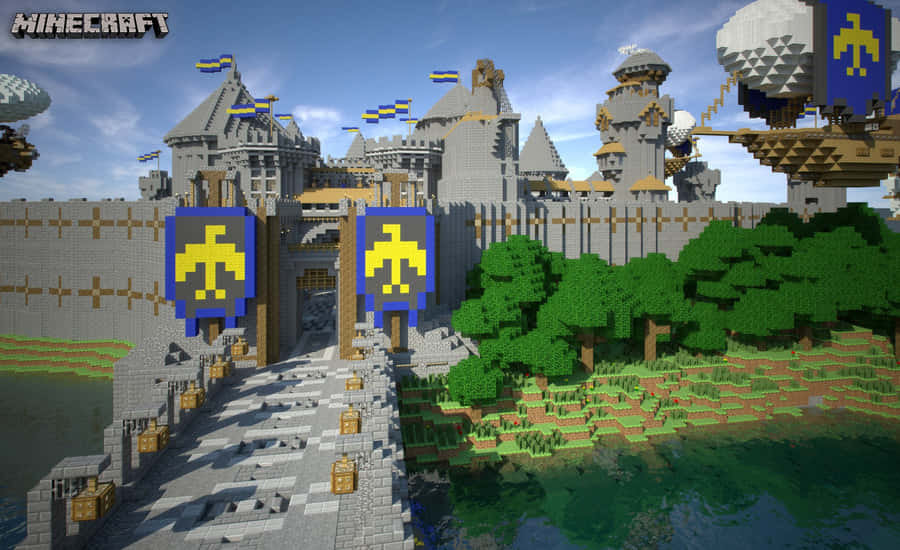 Minecraft Map: An Aerial View Of An Imaginary Adventure Wallpaper