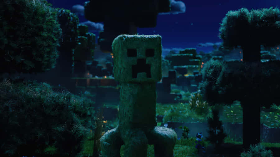 Minecraft Movie Creeper Scene Wallpaper