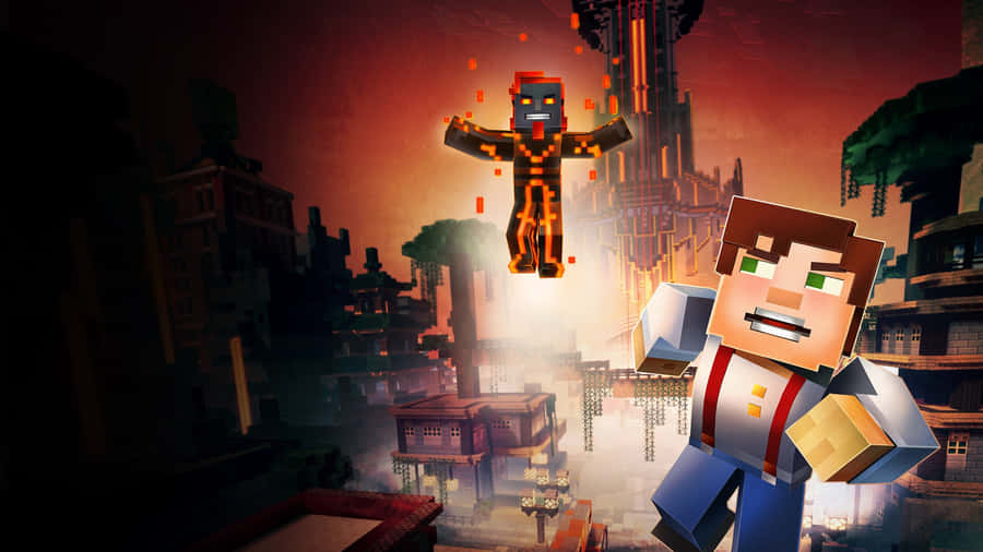 Minecraft Story Mode Adventure Scene Wallpaper