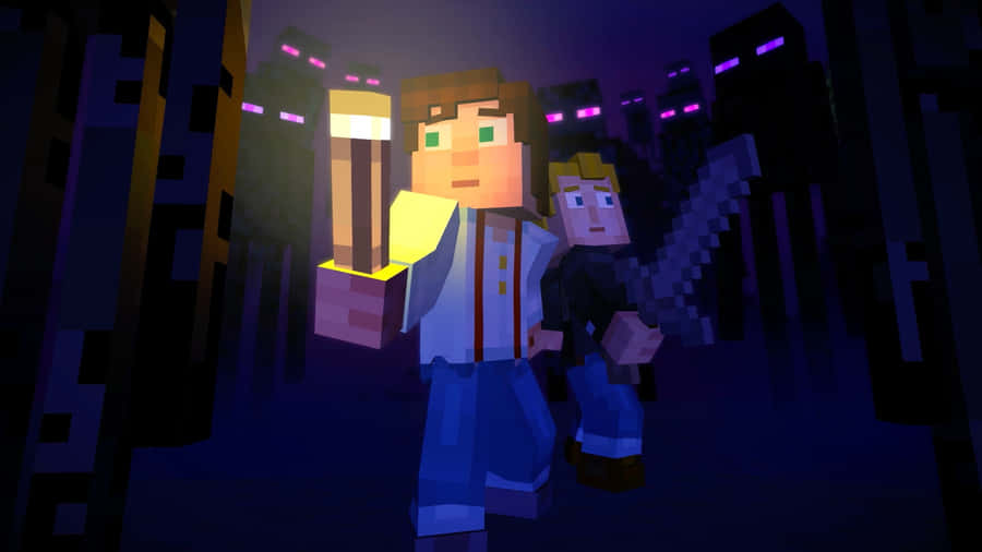 Minecraft Story Mode Adventure Scene Wallpaper