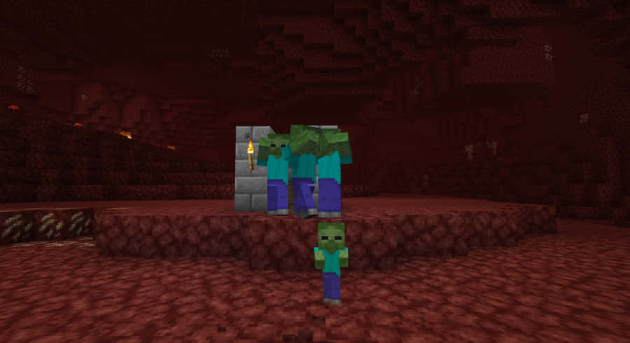Minecraft Zombie Close-up In A Dark Forest Wallpaper
