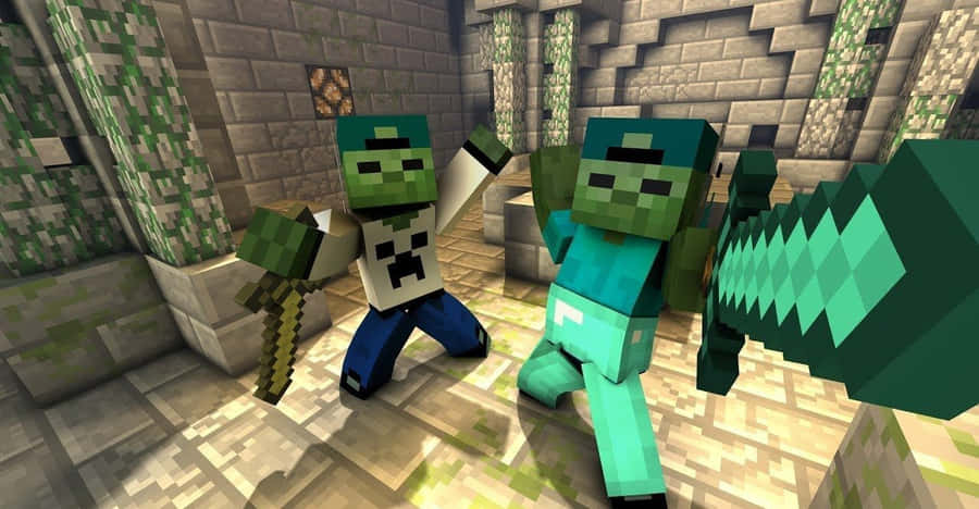 Minecraft Zombie Encounter Wallpaper