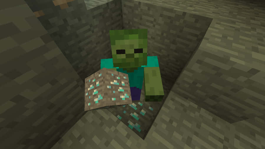 Minecraft Zombie Unleashes Terror At Night Wallpaper