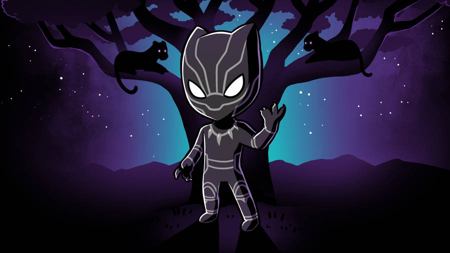Mini Black Panther Cartoon Wallpaper