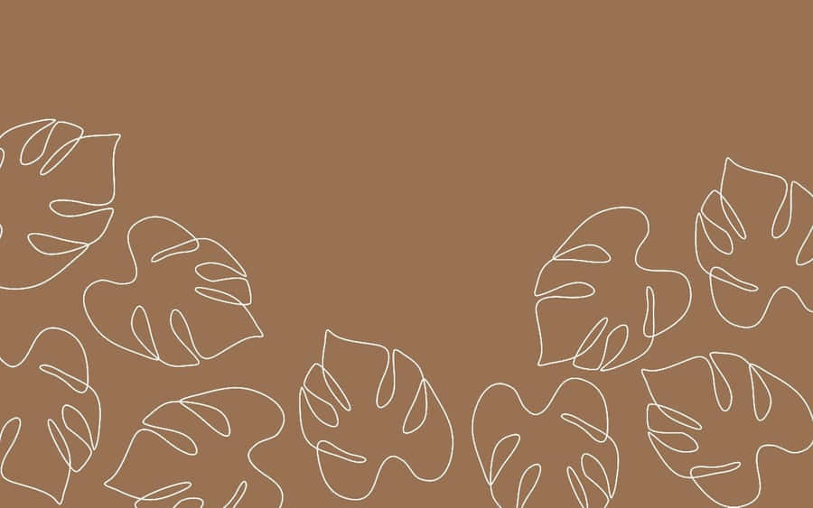 Minimalist Brown Monstera Leaves Background Wallpaper