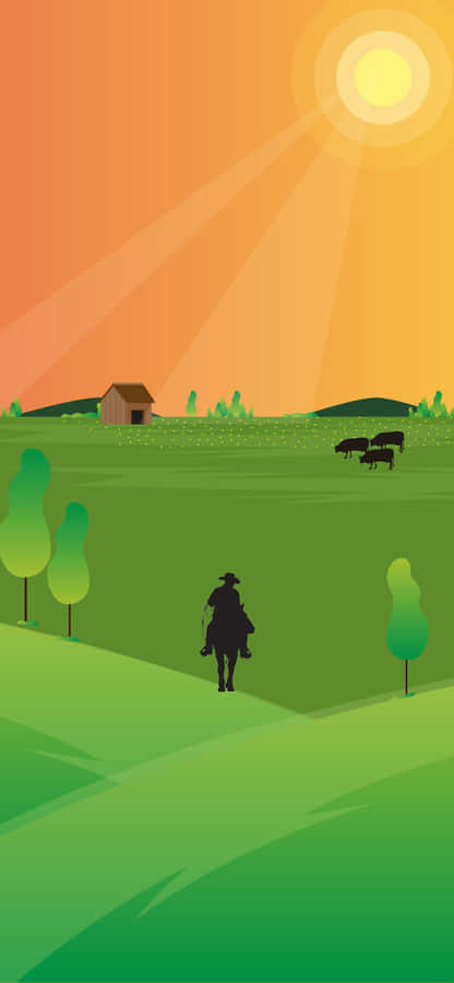 Minimalist Cowboy Iphone Vector Art Wallpaper