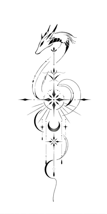 Minimalist Dragon Tattoo Design Wallpaper