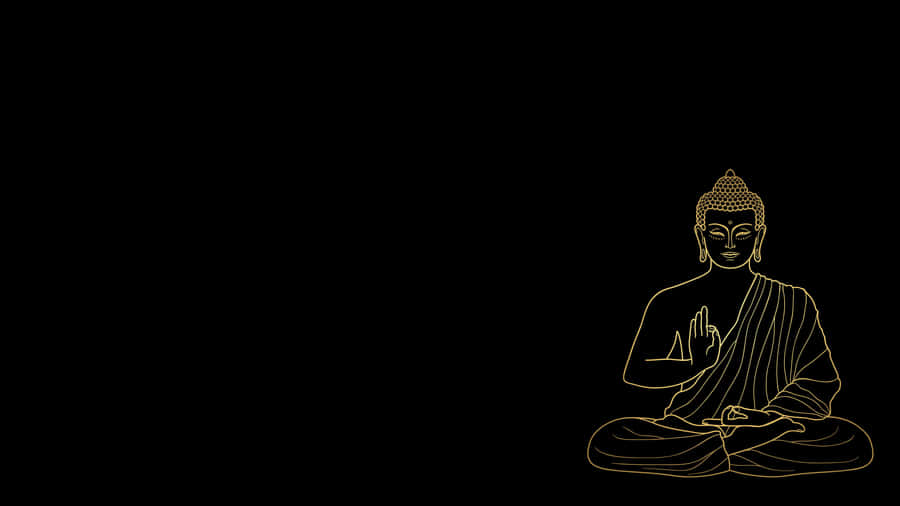 Minimalist_ Golden_ Buddha_ Outline Wallpaper