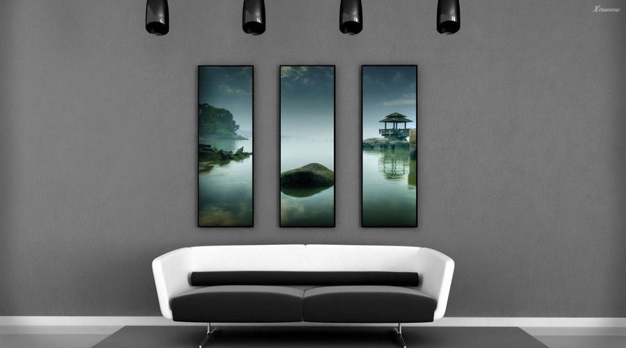 Minimalist Gray Theme Living Room Wallpaper