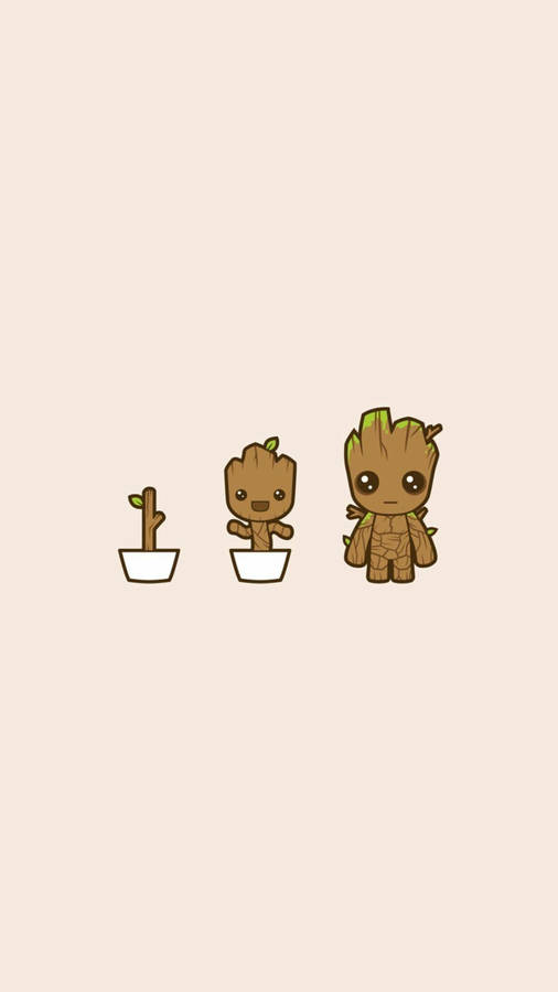 Minimalist Groot Art 4k Marvel Iphone Wallpaper