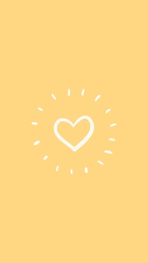 Minimalist Heart Cute Pastel Yellow Wallpaper
