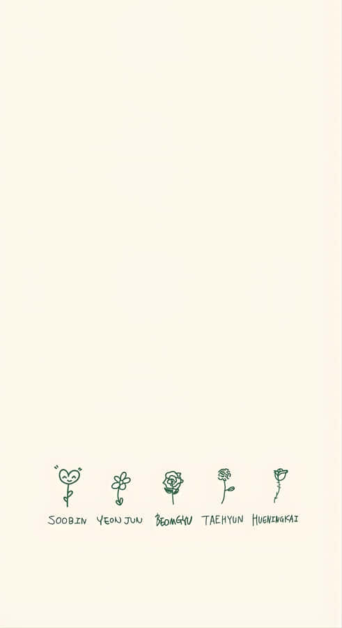 Minimalist Kpop Flower Doodles Wallpaper