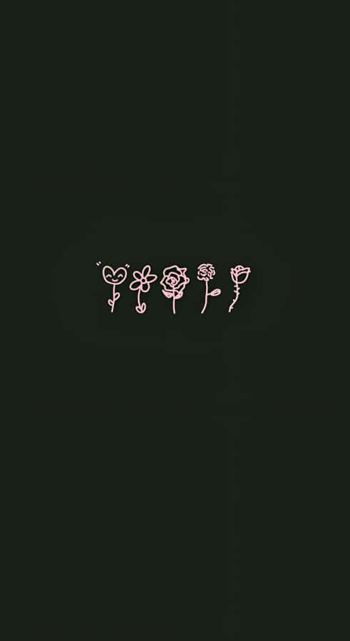 Minimalist Kpop Flower Line Art Wallpaper