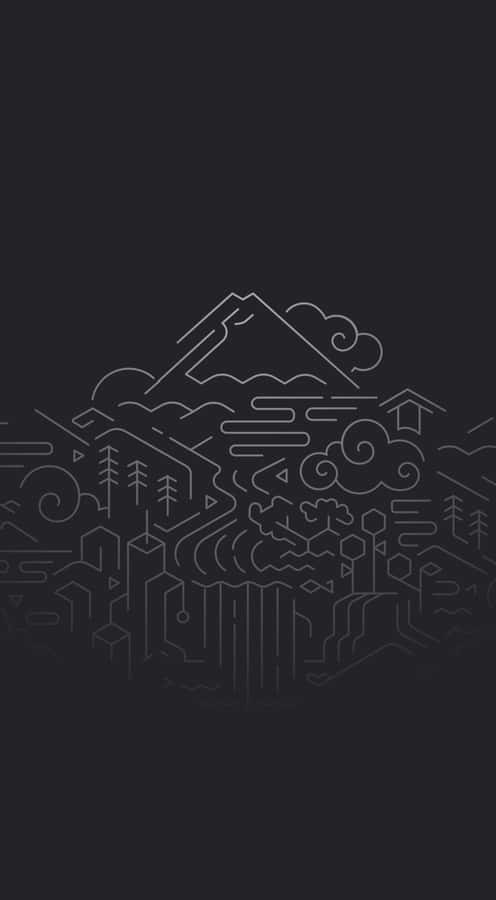 Minimalist Mountain Cityscape Artistic Phone Wallpaper Wallpaper