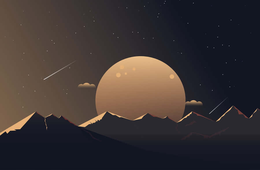 Minimalist Mountain Nightscape Wallpaper