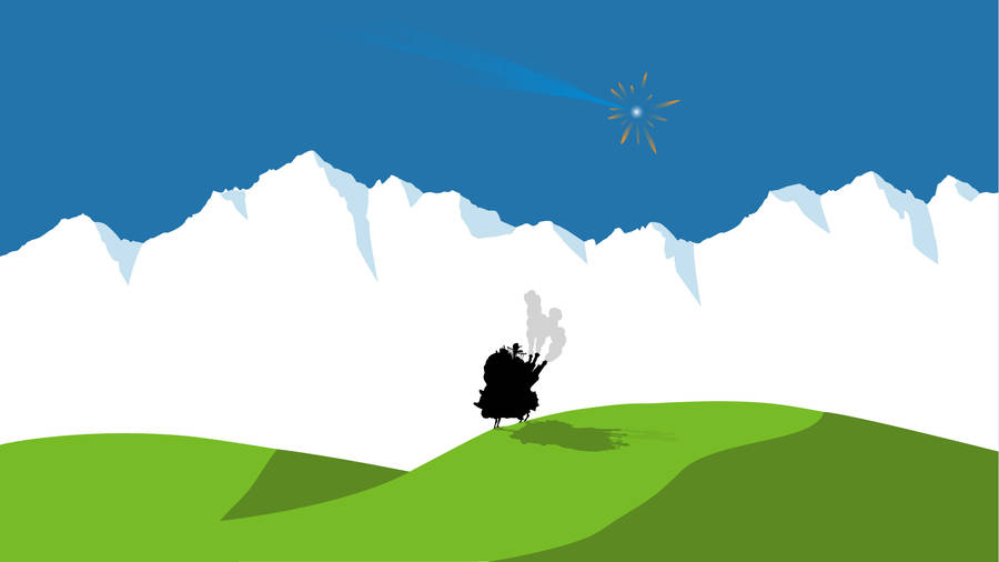 Minimalist Silhouette Art Howl's Moving Castle Wallpaper