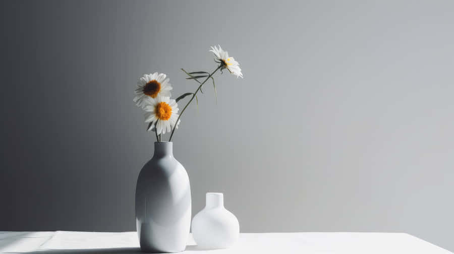 Minimalist Vasewith Daisies Wallpaper