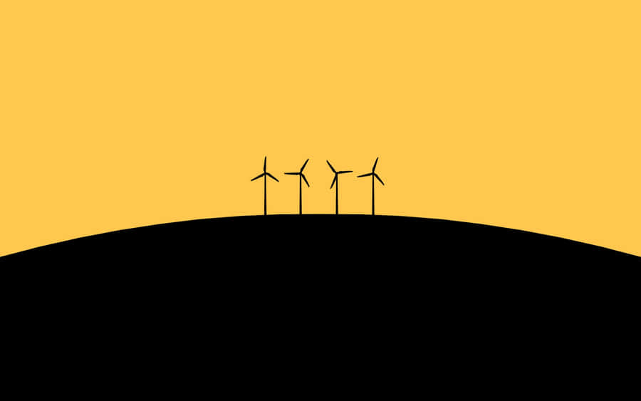 Minimalist Wind Turbines Sunset Wallpaper