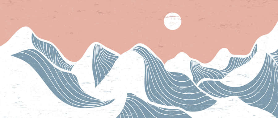 Minimalist Winter Waves Artwork Wallpaper