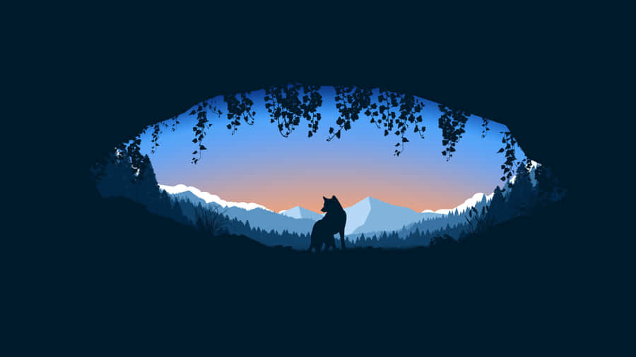 Minimalist Wolf Illustration Wallpaper