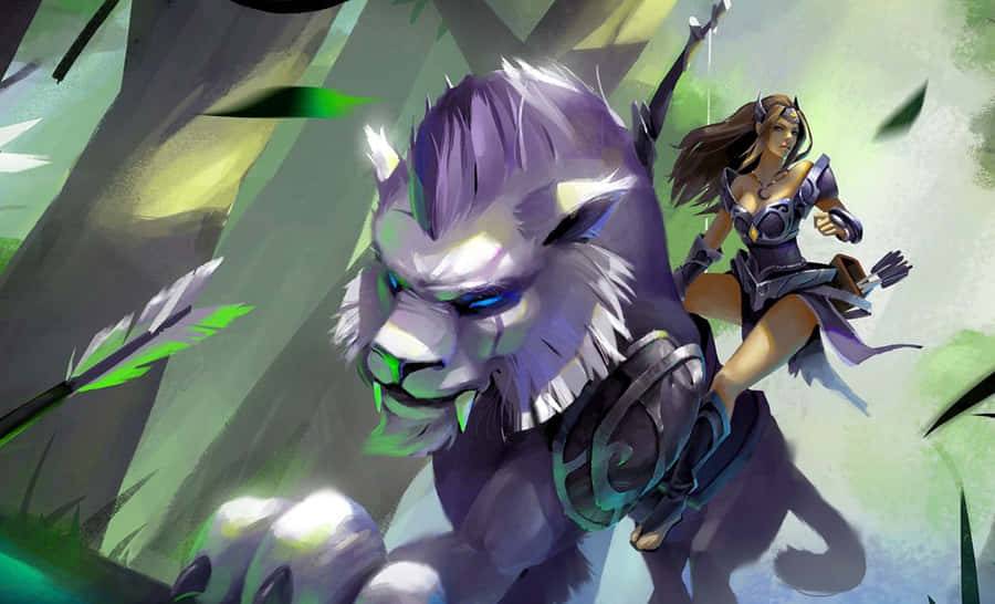 Mirana The Priestess Of The Moon Perched On Her Royal Mount Wallpaper