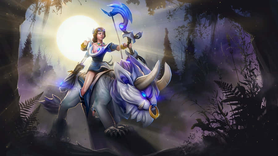 Mirana, The Princess Of The Moon, Leaps Into Battle Wallpaper