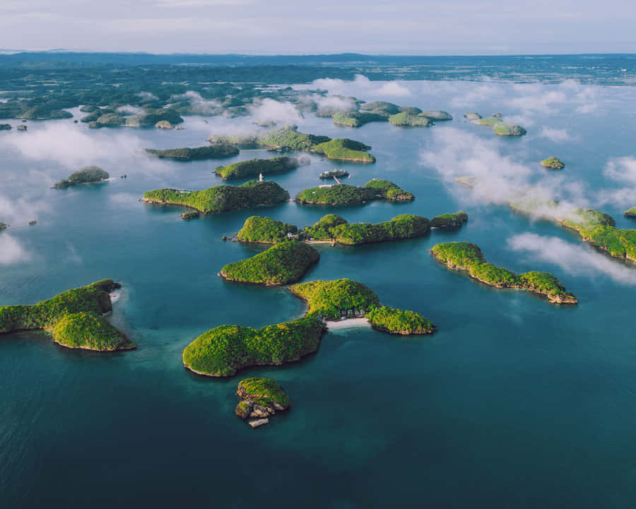 Misty Archipelago Aerial View Wallpaper