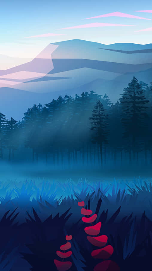 Misty Mountain Forest Gradient Wallpaper