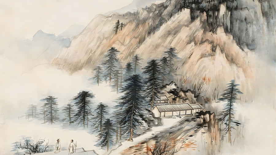 Misty Mountain Retreat Wallpaper