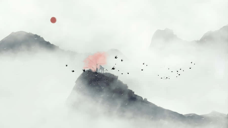 Misty Mountain Serenity Wallpaper