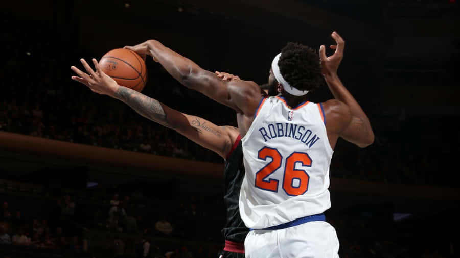 Mitchell Robinson Poster Blocking A Shot Wallpaper